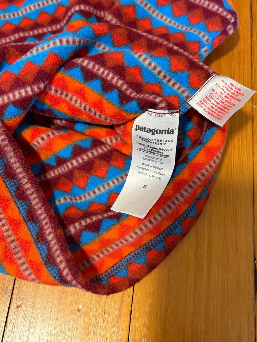 Patagonia 4T Micro D fleece crew pullover Aztec red blue - Picture 5 of 6